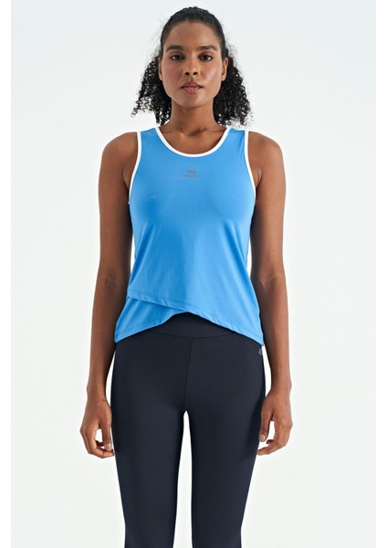 Saks Logo Baskılı Biye Şeritli Standart Kalıp Kadın Spor Atlet - 97255