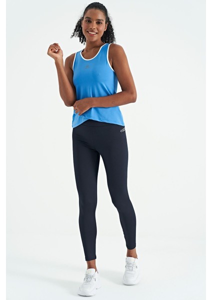 Saks Logo Baskılı Biye Şeritli Standart Kalıp Kadın Spor Atlet - 97255