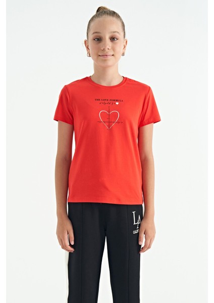 Fiesta O Yaka Baskı Detaylı Rahat Kalıp Kız Çocuk T-Shirt - 75129