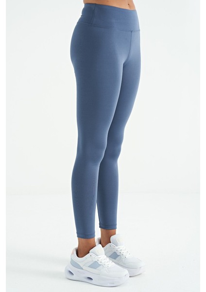 Petrol Logo Baskı Detaylı Yüksek Bel Dalgıç Kumaş Slim Fit Kadın Tayt - 94627 indirimleri