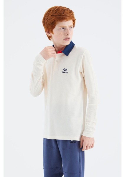 Ekru Polo Yaka Basic Erkek Çocuk T-Shirt - 11171