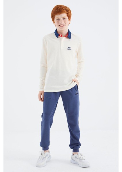 Ekru Polo Yaka Basic Erkek Çocuk T-Shirt - 11171