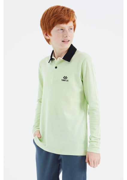 Açık Yeşil Polo Yaka Basic Erkek Çocuk T-Shirt - 11171