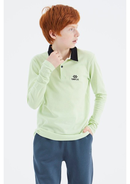 Açık Yeşil Polo Yaka Basic Erkek Çocuk T-Shirt - 11171 modelleri