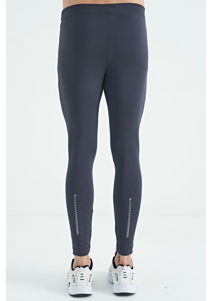 Antrasit Arka Bilek Baskı Detaylı Yüksek Bel Slim Fit Aktif Spor Erkek Tayt - 84988