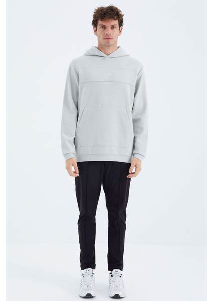 Taş Kapüşonlu Ön Dikiş Detaylı Rahat Kalıp Erkek Sweatshirt - 88277