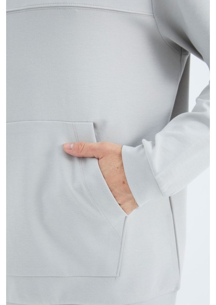 Taş Kapüşonlu Ön Dikiş Detaylı Rahat Kalıp Erkek Sweatshirt - 88277