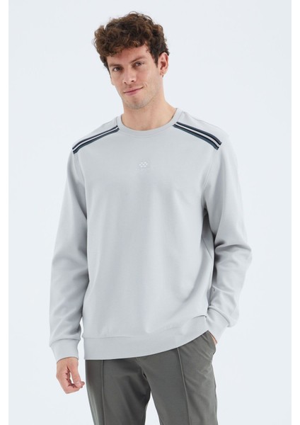 Taş O Yaka Omuz Şerit Detaylı Rahat Kalıp Erkek Sweatshirt - 88279