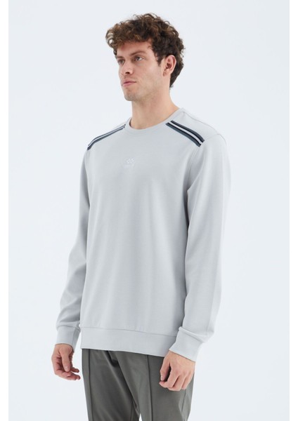Taş O Yaka Omuz Şerit Detaylı Rahat Kalıp Erkek Sweatshirt - 88279