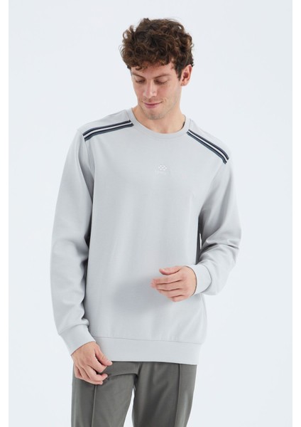 Taş O Yaka Omuz Şerit Detaylı Rahat Kalıp Erkek Sweatshirt - 88279