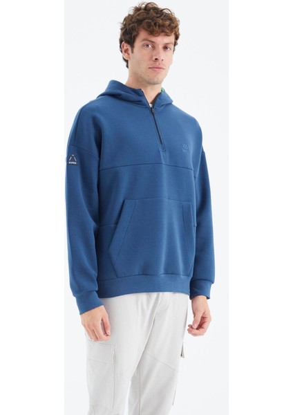 Tommy Life Parlament Kapüşonlu Yarım Fermuarlı Cep Detaylı Rahat Kalıp Erkek Sweatshirt - 88294