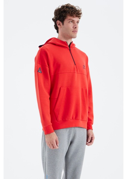 Tommy Life Fiesta Kapüşonlu Yarım Fermuarlı Cep Detaylı Rahat Kalıp Erkek Sweatshirt - 88294