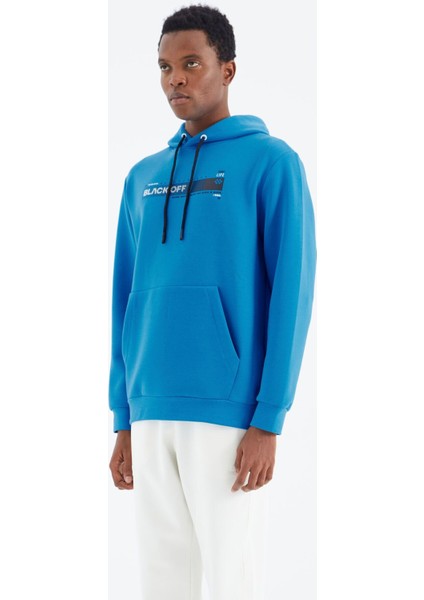 Saks Kapüşonlu Bağcıklı Baskı Detaylı Rahat Kalıp Erkek Sweatshirt - 88287