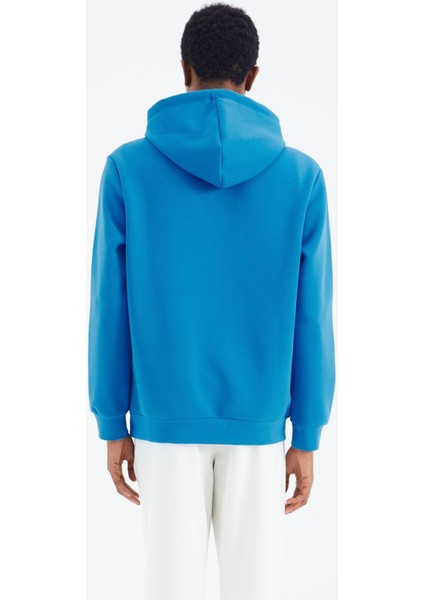 Saks Kapüşonlu Bağcıklı Baskı Detaylı Rahat Kalıp Erkek Sweatshirt - 88287