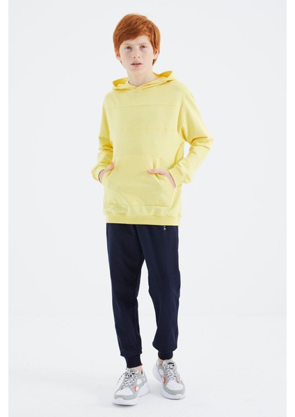 Sarı Kapüşonlu Basic Erkek Çocuk Sweatshirt - 11181