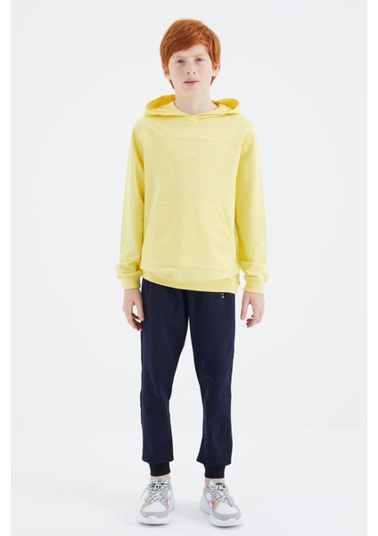 Sarı Kapüşonlu Basic Erkek Çocuk Sweatshirt - 11181
