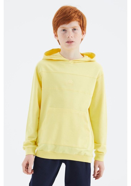 Sarı Kapüşonlu Basic Erkek Çocuk Sweatshirt - 11181