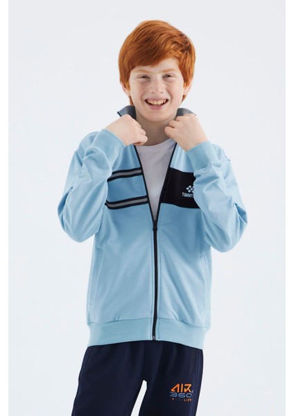 Açık Mavi Dik Yaka Erkek Çocuk Sweatshirt - 11183