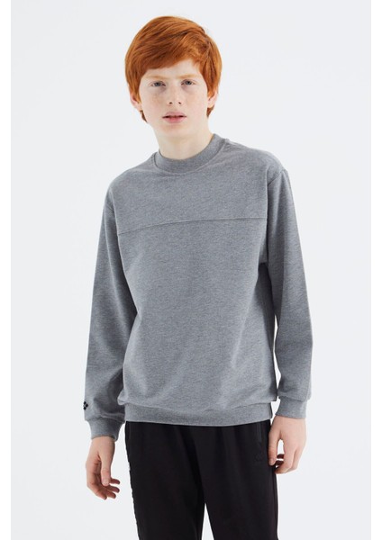 Tommy Life Gri Melanj Basic Erkek Çocuk Sweatshirt - 11173