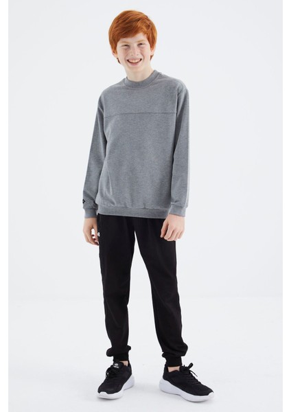 Tommy Life Gri Melanj Basic Erkek Çocuk Sweatshirt - 11173