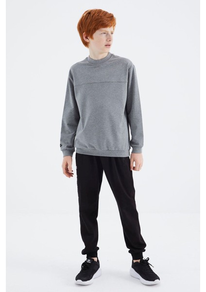 Tommy Life Gri Melanj Basic Erkek Çocuk Sweatshirt - 11173