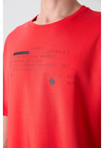 Fiesta Pamuklu Kalın Yumuşak Dokulu Oversize Fit Baskılı Erkek T-Shirt - 88326