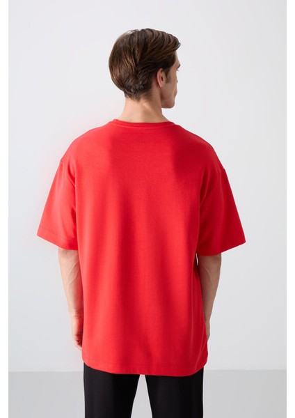 Fiesta Pamuklu Kalın Yumuşak Dokulu Oversize Fit Baskılı Erkek T-Shirt - 88326
