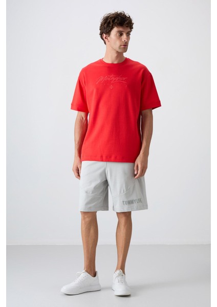 Fiesta Pamuklu Kalın Yumuşak Dokulu Oversize Fit Baskılı Erkek T-Shirt - 88320