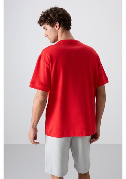 Fiesta Pamuklu Kalın Yumuşak Dokulu Oversize Fit Baskılı Erkek T-Shirt - 88320