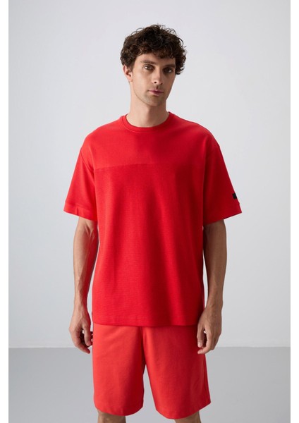Fiesta Pamuklu Kalın Yüzeyi Dokulu Oversize Fit Basic Erkek T-Shirt - 88340