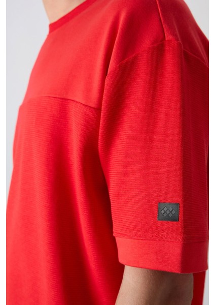 Fiesta Pamuklu Kalın Yüzeyi Dokulu Oversize Fit Basic Erkek T-Shirt - 88340