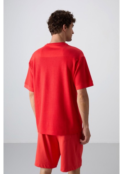 Fiesta Pamuklu Kalın Yüzeyi Dokulu Oversize Fit Basic Erkek T-Shirt - 88340