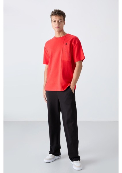 Fiesta Pamuklu Kalın Yüzeyi Dokulu Oversize Fit Baskılı Erkek T-Shirt - 88338