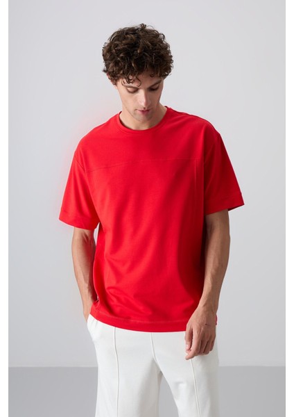 Fiesta Pamuklu Kalın Yumuşak Dokulu Oversize Fit Basic Erkek T-Shirt - 88349