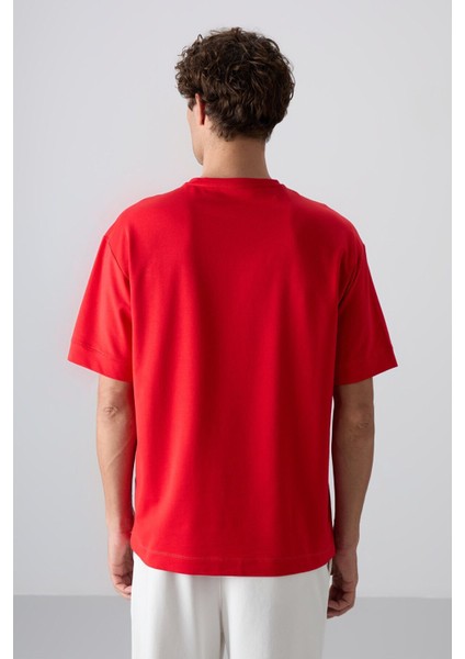Fiesta Pamuklu Kalın Yumuşak Dokulu Oversize Fit Basic Erkek T-Shirt - 88349