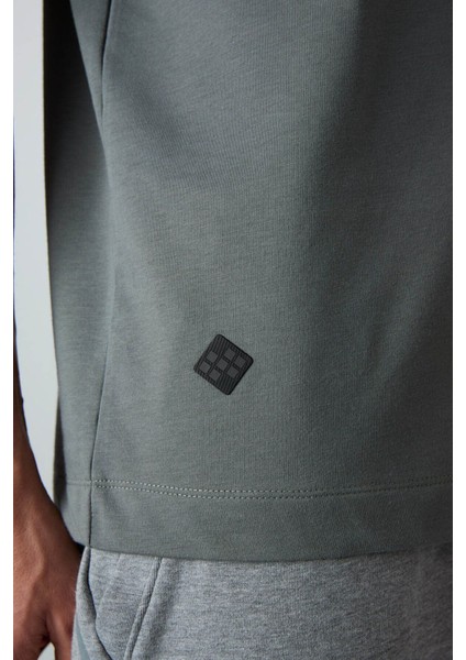 Haki Pamuklu Kalın Yumuşak Dokulu Oversize Fit Baskılı Erkek T-Shirt - 88345