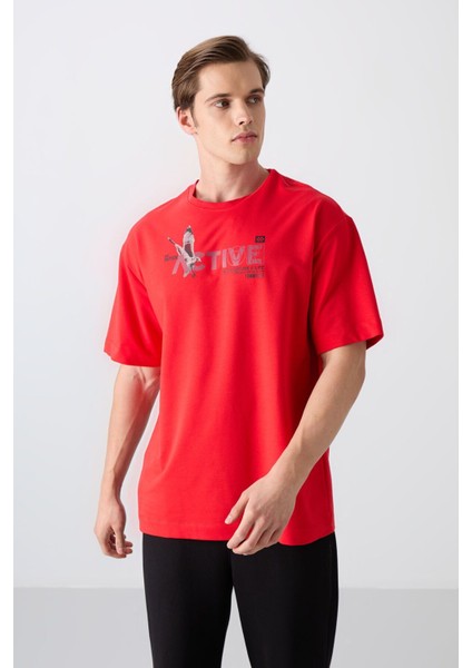 Fiesta Pamuklu Kalın Yumuşak Dokulu Oversize Fit Baskılı Erkek T-Shirt - 88344