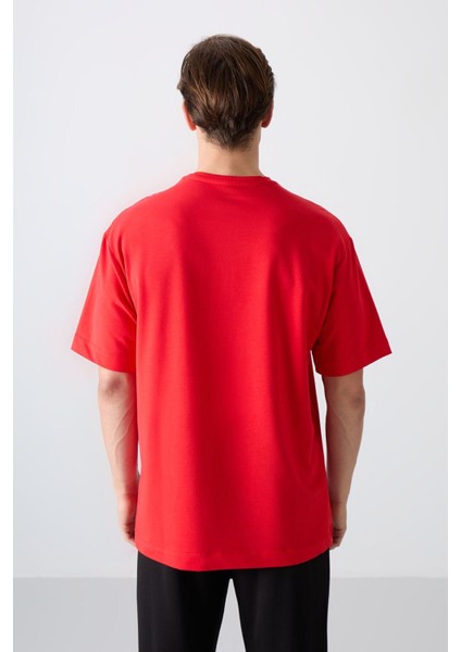 Fiesta Pamuklu Kalın Yumuşak Dokulu Oversize Fit Baskılı Erkek T-Shirt - 88344