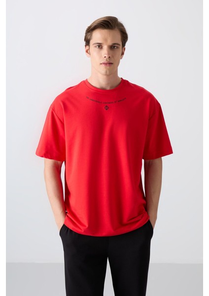 Fiesta Pamuklu Kalın Yumuşak Dokulu Oversize Fit Baskılı Erkek T-Shirt - 88343