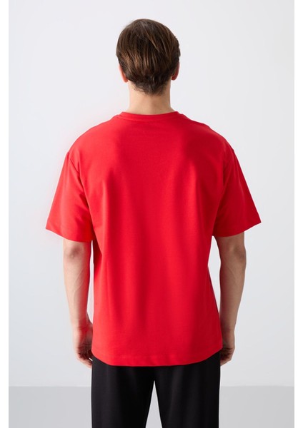 Fiesta Pamuklu Kalın Yumuşak Dokulu Oversize Fit Baskılı Erkek T-Shirt - 88343