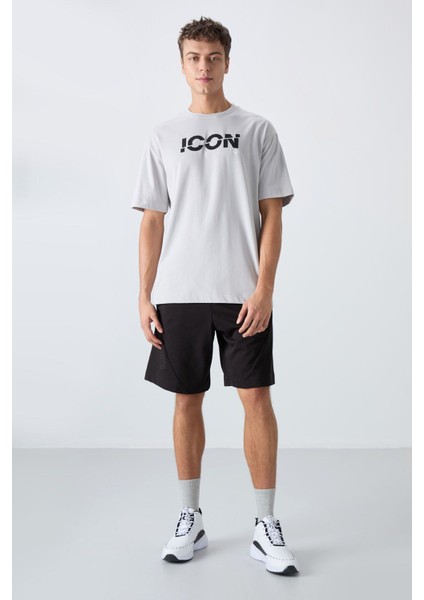 Taş Pamuklu Kalın Yumuşak Dokulu Oversize Fit Baskılı Erkek T-Shirt - 88331