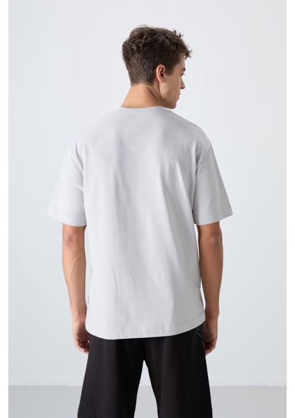 Taş Pamuklu Kalın Yumuşak Dokulu Oversize Fit Baskılı Erkek T-Shirt - 88331