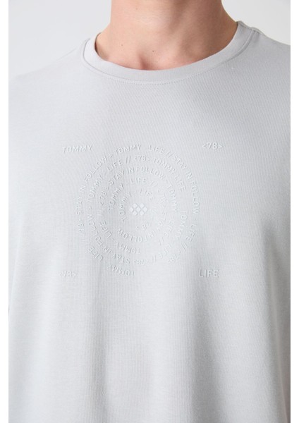 Taş Pamuklu Kalın Yumuşak Dokulu Oversize Fit Baskılı Erkek T-Shirt - 88324