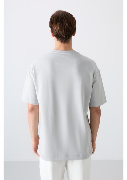 Taş Pamuklu Kalın Yumuşak Dokulu Oversize Fit Baskılı Erkek T-Shirt - 88324