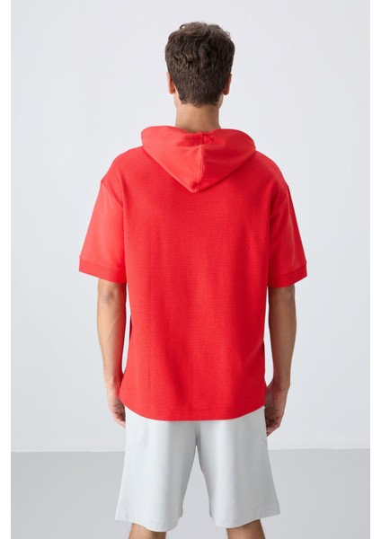 Fiesta Pamuklu Kalın Yüzeyi Dokulu Oversize Fit Basic Erkek T-Shirt - 88335