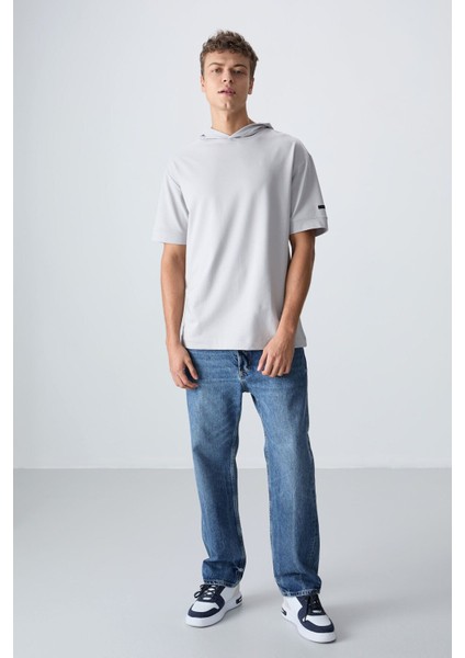 Taş Pamuklu Kalın Yumuşak Dokulu Oversize Fit Basic Erkek T-Shirt - 88352
