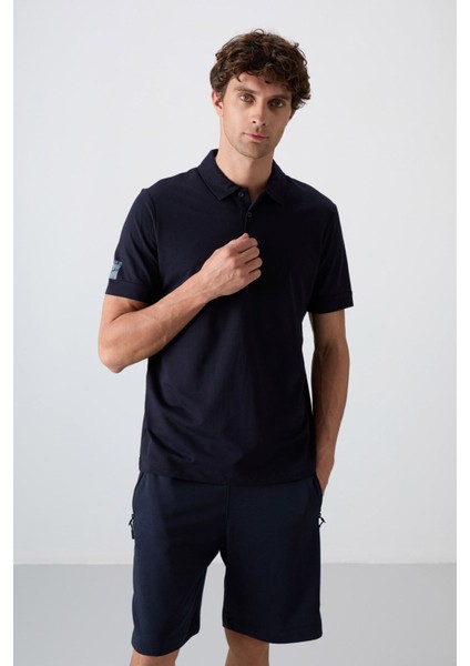 Tommy Life Lacivert Pamuklu Kalın Yumuşak Dokulu Standart Fit Basic Polo Yaka Erkek T-Shirt - 88351