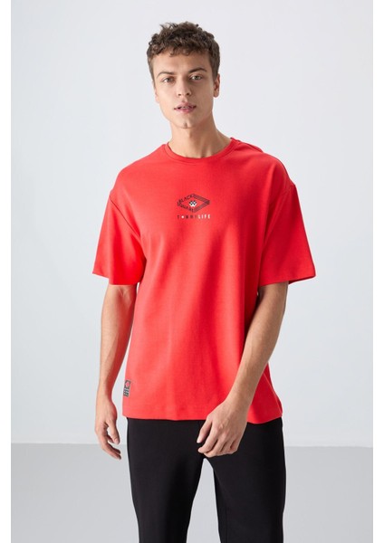 Fiesta Pamuklu Kalın Yumuşak Dokulu Oversize Fit Baskılı Erkek T-Shirt - 88325