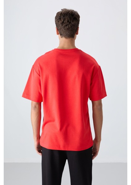 Fiesta Pamuklu Kalın Yumuşak Dokulu Oversize Fit Baskılı Erkek T-Shirt - 88325