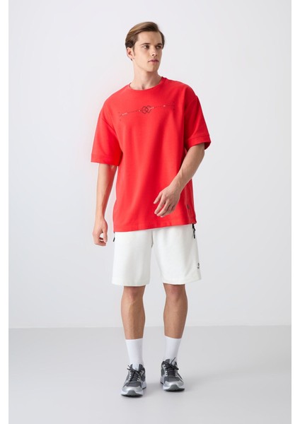 Fiesta Pamuklu Kalın Yumuşak Dokulu Oversize Fit Baskılı Erkek T-Shirt - 88323